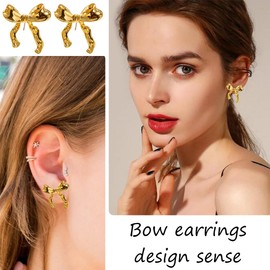 Bow Earrings, Bow Stud Earrings for Women, Bow Jewellery Women, Metal