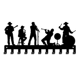 SUPERDANT Jazz Performance Key Holder Orchestras Key Hook Music Performance Wall Mounted Door Key Organizer for Dog Leash Music Theme Decorative Hook with Screws Gifts for Jazz Lovers