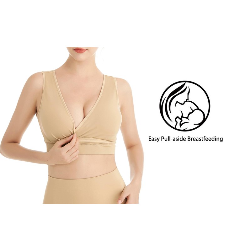 Lemef Pregnancy/Nursing/Sleep Bra, Seamless, Without Underwire, Pack of 3