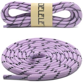 DELELE 2 Pair Round Climbing Shoelaces Light Purple Black Hiking Shoe Laces Boot Laces 49.20 inch