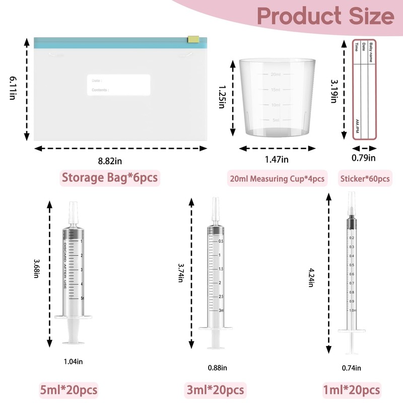60 Sets 1/3/5Ml Colostrum Collector Kit Include 1/3/5ml*20 No Needle