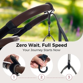 Momcozy Handle Strap for Baby Stroller | Safety Wrist Leash | Adjustable Pram Wheelchair Hand Leash | with Hooks for Storing Items | Security-Accessory for Child Safety