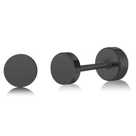 ZDE Titanium Women's Flat Back Stud Earrings Women Hypoallergenic Earrings for Sensitive Ears Simple Classic 5 mm Flat Stud Earrings Perfect for Helix Tragus Cartilage, Titanium, No Gemstone