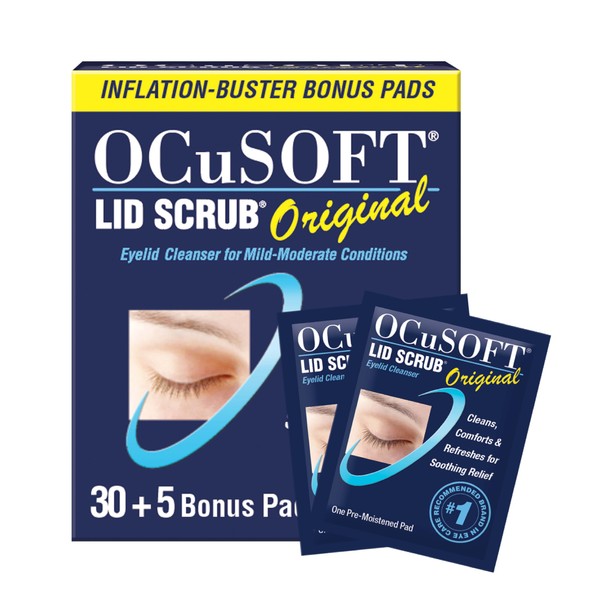 OCuSOFT Lid Scrub Original 30 Count Inflation Buster with 5 Extra Pads