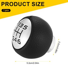 HAMKU 1 x universal vehicle gear knob for Peugeot, 6-speed car, gear knob head for Peugeot 307 308 3008 407 5008 807, manual transmission (black)