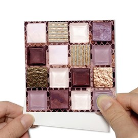 Alwayspon 25Pcs Self-Adhesive Mosaic Tile Transfer for Home Decor, Peel and Stick Tile Decal, Water-Proof Backsplash Tile Sticker for Kitchen Bathroom,4x4inch/10x10cm