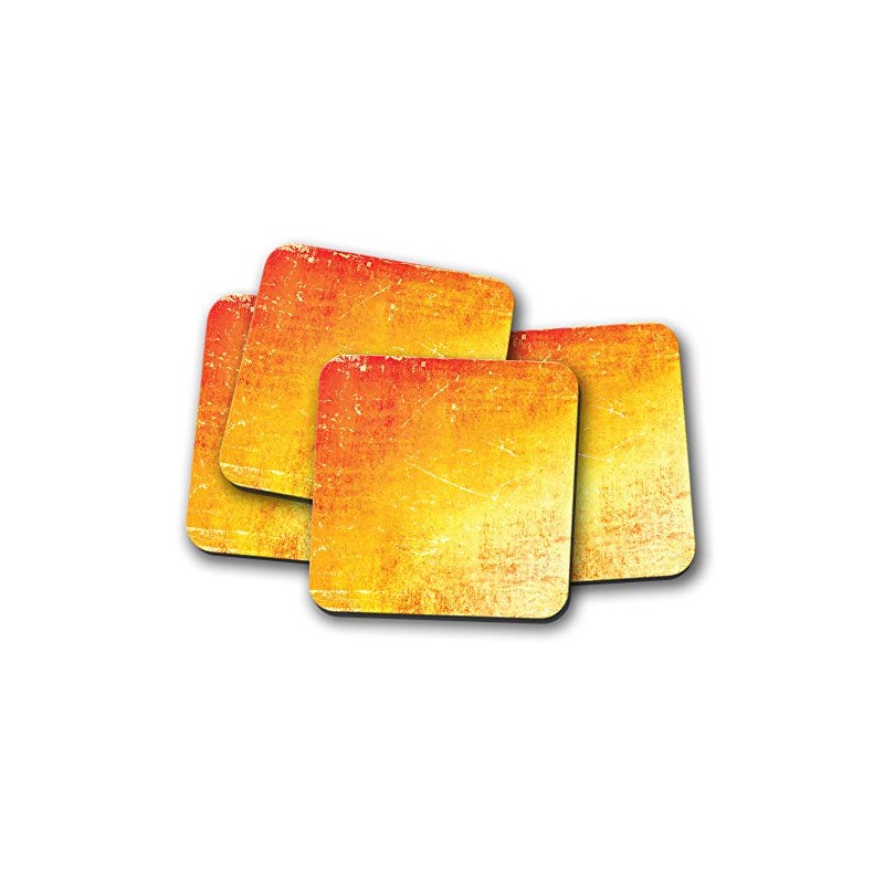 4 Set - Orange Ombre Coaster - Yellow Red Sun
