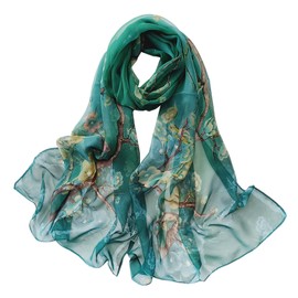 GWAWG Scarfs for Women Chiffon Scarf Lightweight Plum Blossom Green for Beach Daily Party Banquet