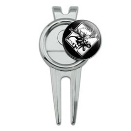 Moose Head Sign Illustration Golf Divot Repair Tool and Ball Marker