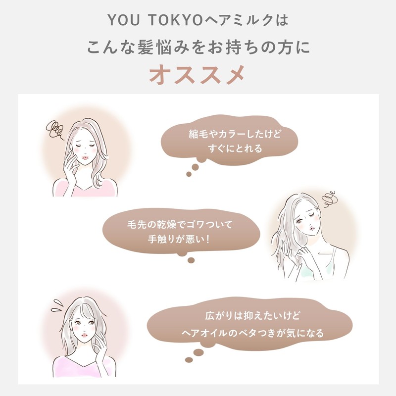 YOU TOKYO Hair Milk, Non-Rinsing Treatment, Curly Hair Styling Hair