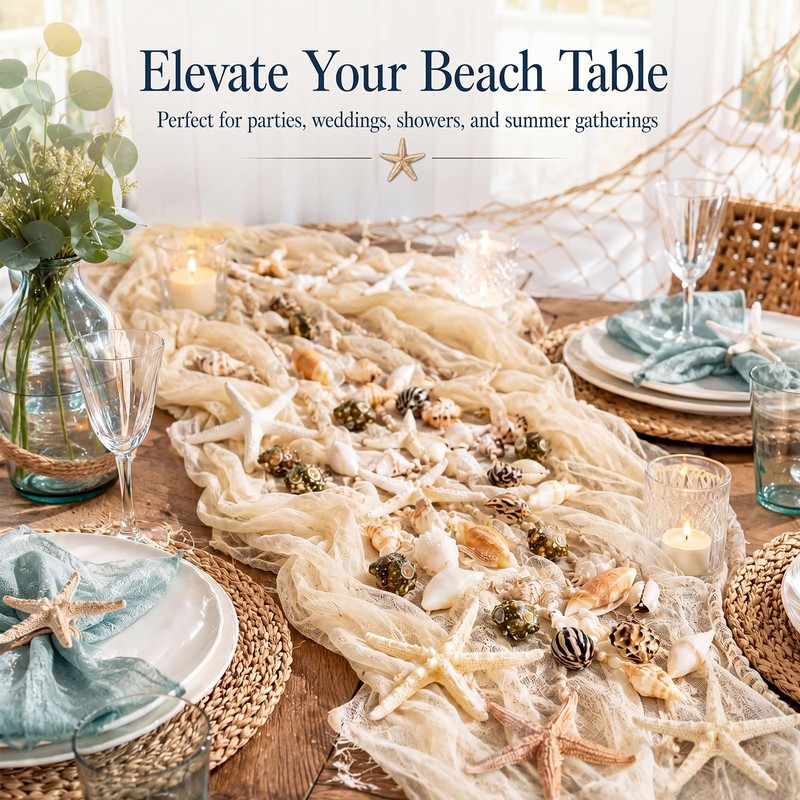 Irenare Nautical Party Decorations with Fishing Net Table Runner 155