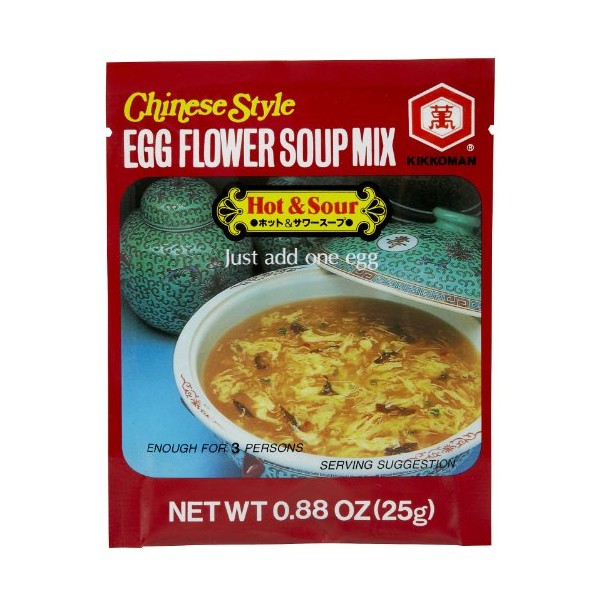 Kikkoman Egg Flower, Hot and Sour Soup, 0.88 oz, 12