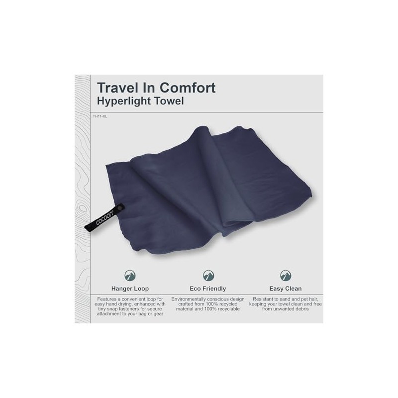 Cocoon Microfibre Towel Hyperlight, XL, Lava Grey