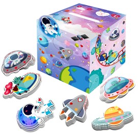 SietDESEO Valentines Day Cards for Kids and Mailbox for Classroom Exchange, Space Flight Theme Valentines Card Box for Classroom Exchange Boys Girls School Class Party Favors