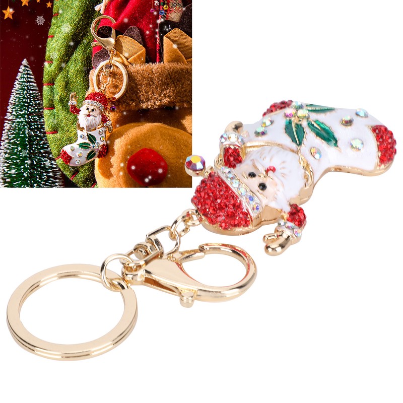 2Pcs Santa Keychain Pendant Cute Stylish Fahionable Decorative Hanging OrnamentsRed