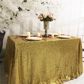 YZEO Gold 60"*102"Sequin Tablecloth Home Wedding Event Party Banquet Decoration Christmas Table Cover Rectangular