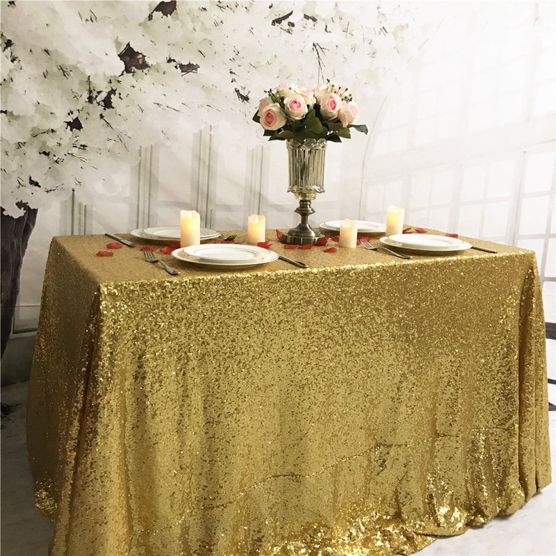 YZEO Gold 60"*102"Sequin Tablecloth Home Wedding Event Party Banquet Decoration