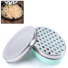 Cheese Grater Citrus Lemon Zester with Food Storage Container & Lid - Perfect For Hard Parmesan Or Soft Cheddar Cheeses, Ginger, Vegetables, Butter, Chocolate & Nutmeg (Green)