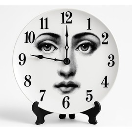 10" Italian-Style Decorative Plate – Handcrafted Modern Art Face Design Dish, Elegant Ceramic Platter for Tabletop Décor, Wall and Stand Display Included – for Home, Office, or Gift (Clock)