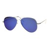 Flat Frame Aviator Sunglasses Unisex Mirrored Shades UV 400 Silver,