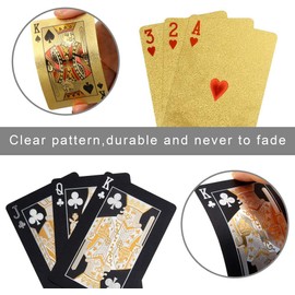 KAHEIGN Poker Playing Cards, Card Game, 24K Foil Waterproof Poker Cards, Diamond Playing Cards, Professional Classic Magic Trick Tool for Card Players, Family Party Game (Gold + Black)
