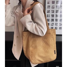 XPass bg102 Canvas Tote Bag, A4, Canvas, Women's, Men's, Plain, Zipper Included, Inside Pockets, Braun, Large
