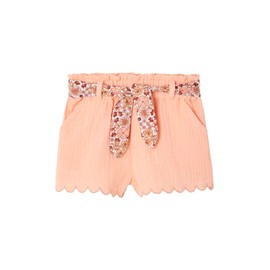 Vertbaudet Baby Muslin Shorts with Flower Belt, apricot