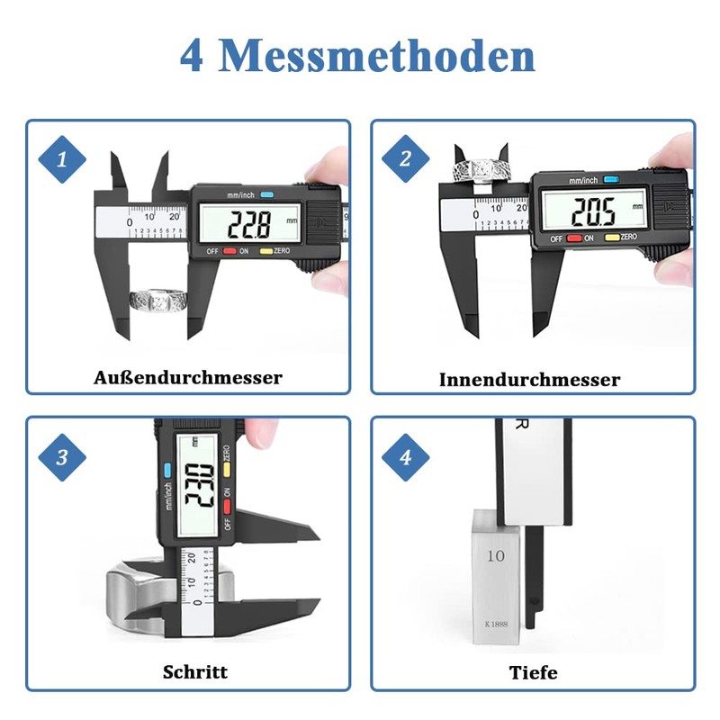 Mesee Digital Calliper, Precision Caliper, 150 mm Carbon Fibre High