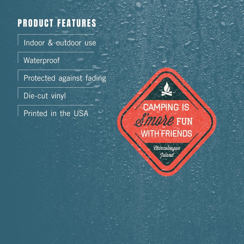Die Cut Sticker Chincoteague Island, Virginia, Camping is S'More Fun