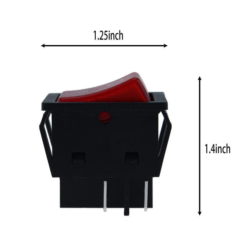 4pcs 30A 250V KCD2 KCD4 Rocker Switch DPST 4-pin Red