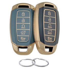 REPROTECTING TPU Key Fob Cover Compatible with 2020 2021 2022 Hyundai Palisade 2020-2023 Elantra ( Keyless Push Start 5 Button ) (Black/Grey)