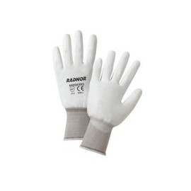 White Premium Polyurethane Palm Coated Work Gloves With 15 Gauge Nylon Liner