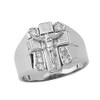 Men's Bold CZ Crucifix Cross Ring in Sterling Silver (Size