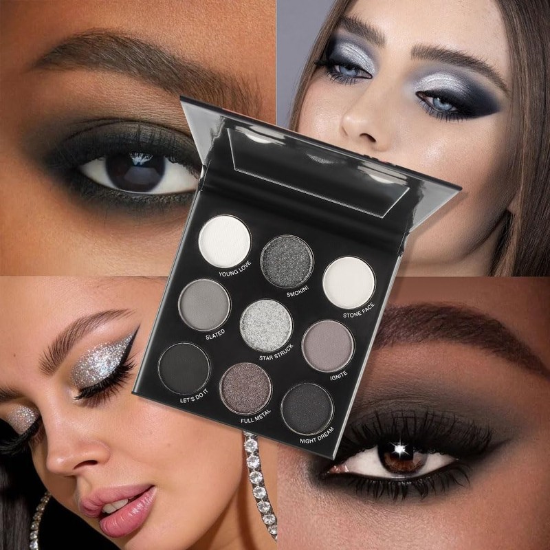 FangTangDI 9 Color Smoky Eyeshadow Palette with Mirror, Matte &