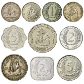 10 OLD COINS FROM EAST CARIBBEAN STATES (OECS). COLLECTIBLE COINS DOLLAR, CENTS. PERFECT CHOICE FOR YOUR COIN BANK, COIN HOLDERS AND COIN ALBUM