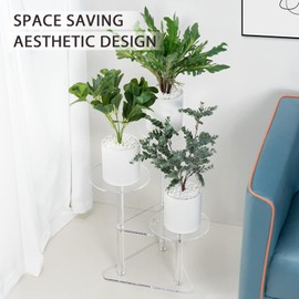 Sumerflos Acrylic Corner Plant Stand 3 Tier - Clear Indoor Plant Shelf Plant & Flower Display Rack Pot Holder for Living Room Balcony Window Modern