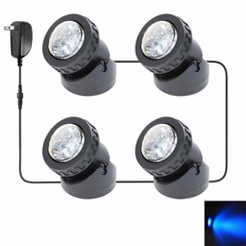 yoosuml Pond Lights Underwater Blue Fountain Lights Outdoor Submersible 5V Weighted IP68 Waterproof Spot Light for Aquarium Pond Fountain Waterfall (Set of 4)