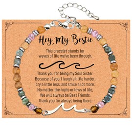 Dczosily Wave Bracelet Gifts for Women,Birthday Gift for Women,Friendship Bracelets, Unique Gift for Friends Bestie Sister Daughter Mom Niece on Birthday Christmas Stocking Stuffers for Woman (Wave-Bestie)