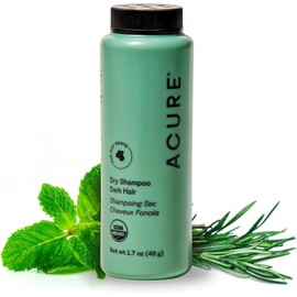 Acure | Shampoo seco en polvo para cabello castaño a oscuro | Absorbe grasa y remueve suciedad, 48 g