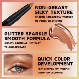 Nude Eyeshadow Stick Matte Shimmer Eye Shadow Pencil Crayon Soft Creamy Shimmer Eyeshadow Pencil Highlighting Pigmented Shiny Cream Eyeshadow Eye Brightener Stick Eye Brightener for Mature Women (02#)