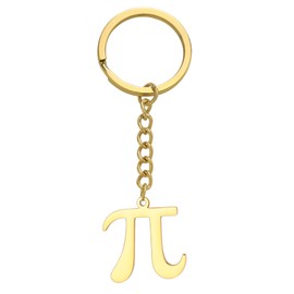 TEAMER Dainty PI Symbol Keychain Lightweight PI Math Symbol Pendant Stainless Steel Math Physics Science STEM Jewelry For Women Men (Gold)