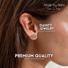 Made by Nami Set of Knot Stud Earrings Gold or Silver Women's Surgical Stainless Steel Jewellery Women's Hypoallergenic Waterproof Jewellery, Plug, Stainless Steel, No Gemstone