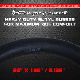 DURATREAD Bicycle Inner Tube, 26"X1.95"-2.125", Schrader 32mm Valve (AV32), Butyl Rubber. Bicycle Tube Compatible with 26x1.95, 26x2.125 Bikes Tires. Pack of Two
