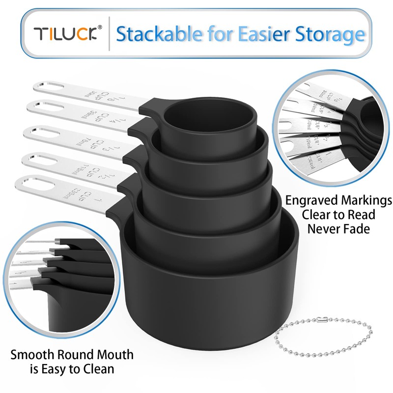 TILUCK Measuring Cups & Spoons Set, Stackable Cups and Spoons,