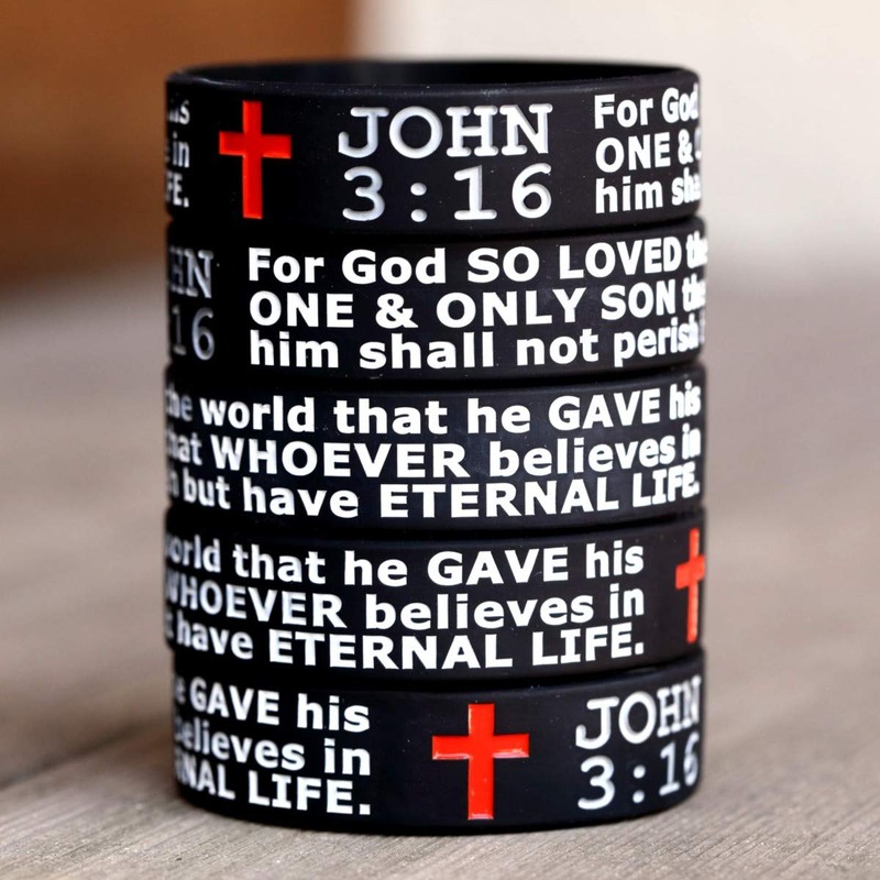 15 of John 3:16 Scripture Silicone Wristbands