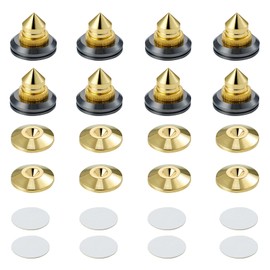 Pailvens Insulator Speakers, Height Adjustable, Speaker Stand, Metal Spike Stand, 16 Double-Sided Tape, Improved Audio Sound Quality, Anti-Vibration, Gold