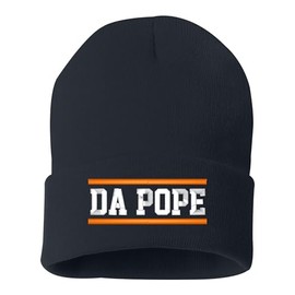 One Size Navy Cuffed Da Pope Funny Chicago Pope Leo Embroidered Cuffed Knit Beanie Cap