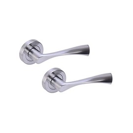 HANDLEZONE® Zena Lever On Round Rose Door Handles, Internal Passage Latch Handles, 1 Set - Satin Chrome