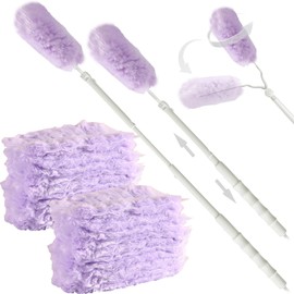 LUKIUP 21 PCS Staubmagnet Nachfüllpack, Staubtuchs, 20 Tücher + 1 Teleskopgriff staubmagnet nachfüllpack für Tierhaare Staub Schmutz