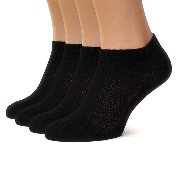 4 Pack Unisex Ultra Thin Socks Breathable Cotton Ankle Womens Mesh Low Cut Running black white color